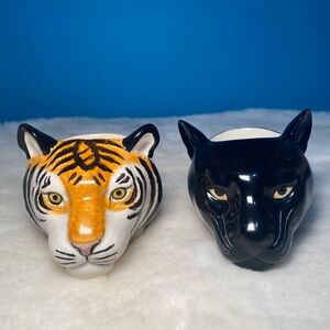 Quail Tiger and Panther Ceramic planters